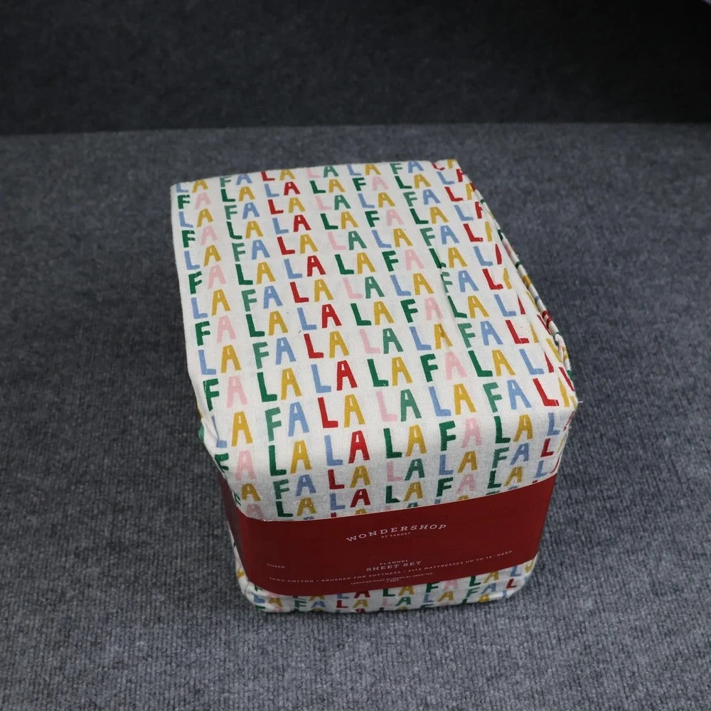 Wondershop at Target Queen Flannel‎ Sheet Set Fa La La Christmas 100% Cotton